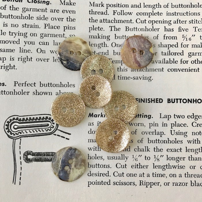 Bouton Or Nacré à paillettes