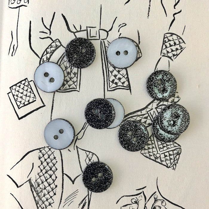 Bouton rond à paillettes - Noir