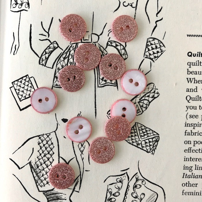 Bouton rond à paillettes - Rose