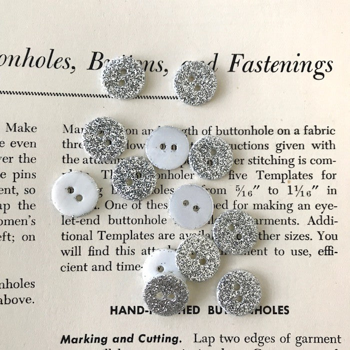 Bouton rond à SUPER paillettes - Argent