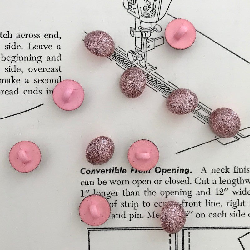 Bouton Boule à paillettes - Rose