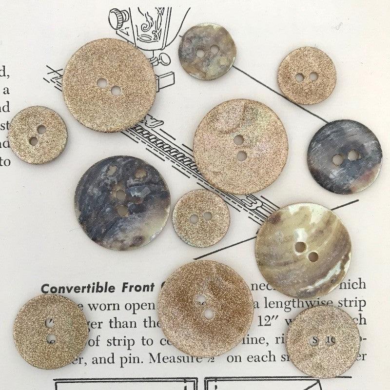 Bouton Or Nacré à paillettes