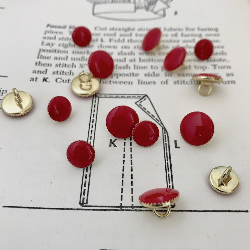 Bouton Rond Métal - Rouge