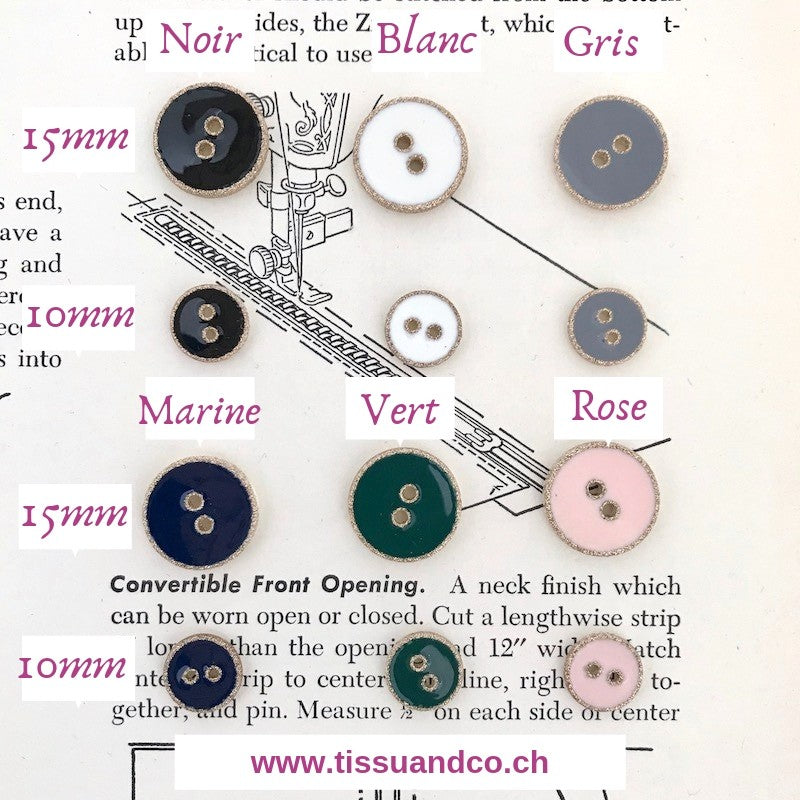 Bouton Emaillé Rose, Doré