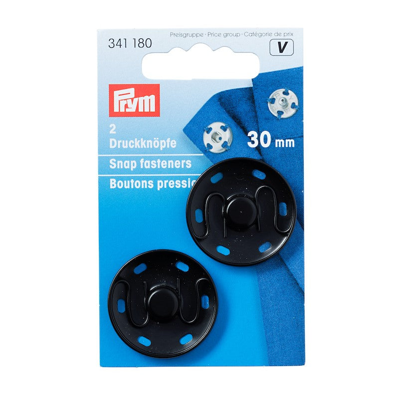 Boutons pression, noir - 30mm