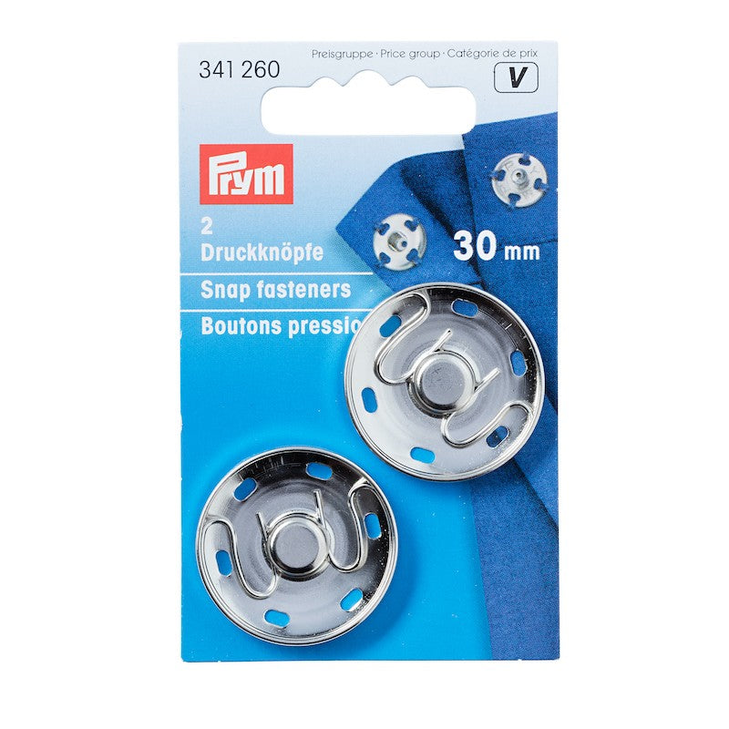 Boutons pression, argent - 30mm