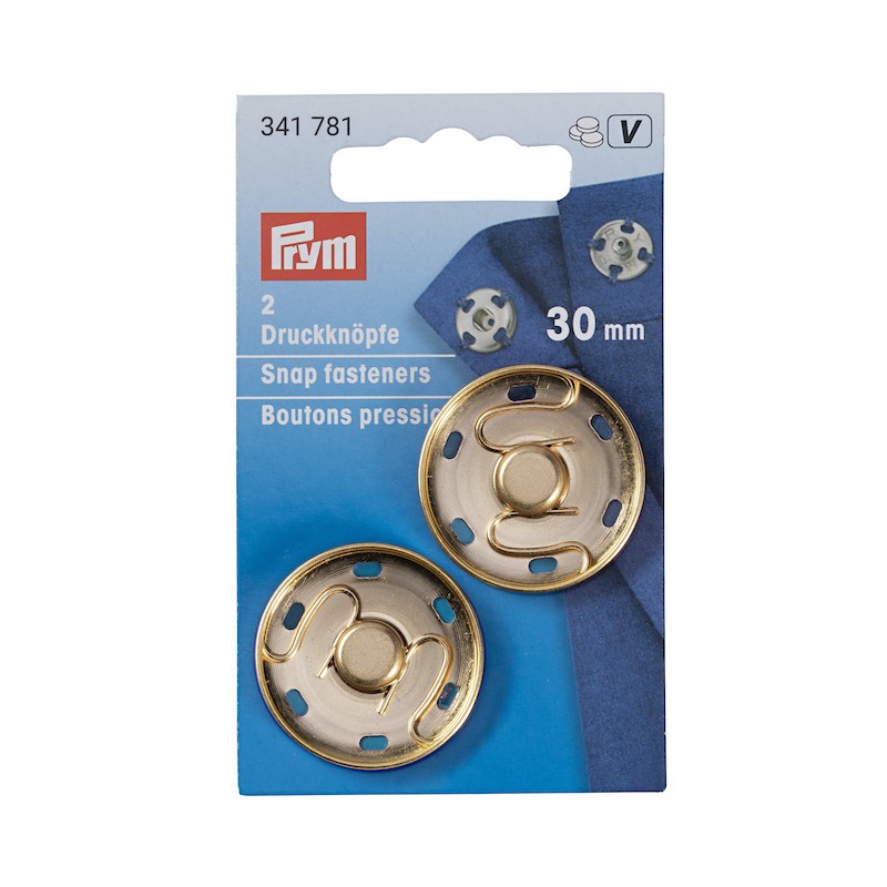 Boutons pression, nouvel or - 30mm