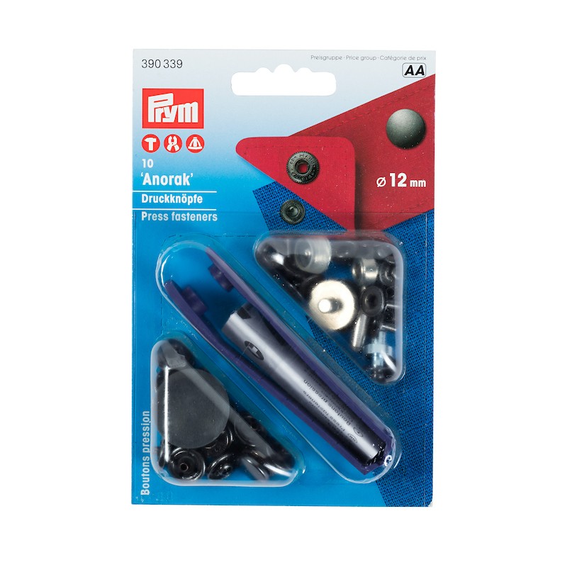 Bouton pression sans couture Anorak, 12mm, bruni
