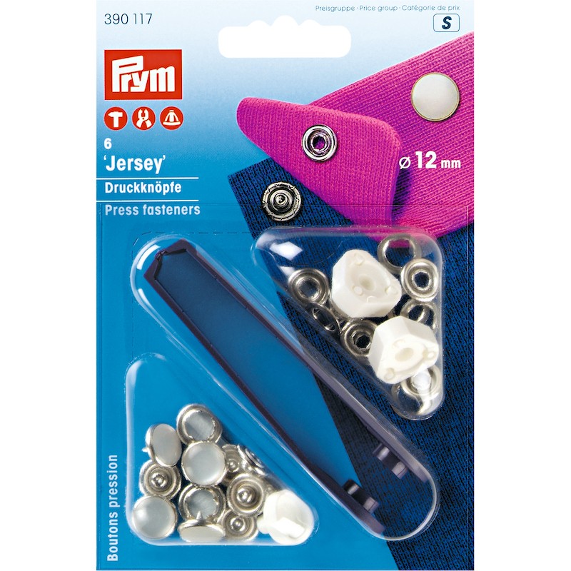 Bouton pression sans couture Jersey, 12mm, perle