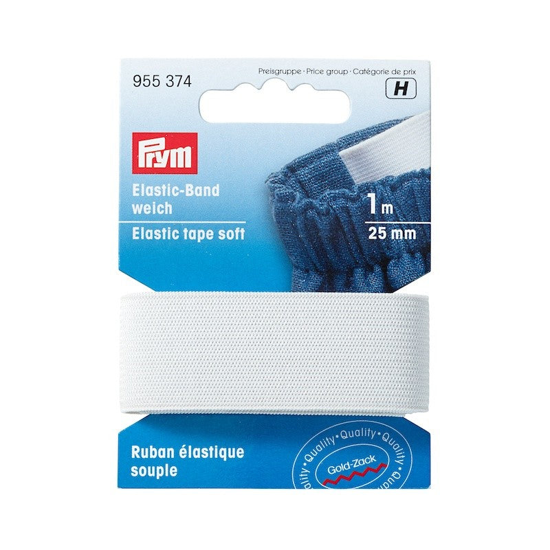 Ceinture élastique, souple, 25mm, blanc
