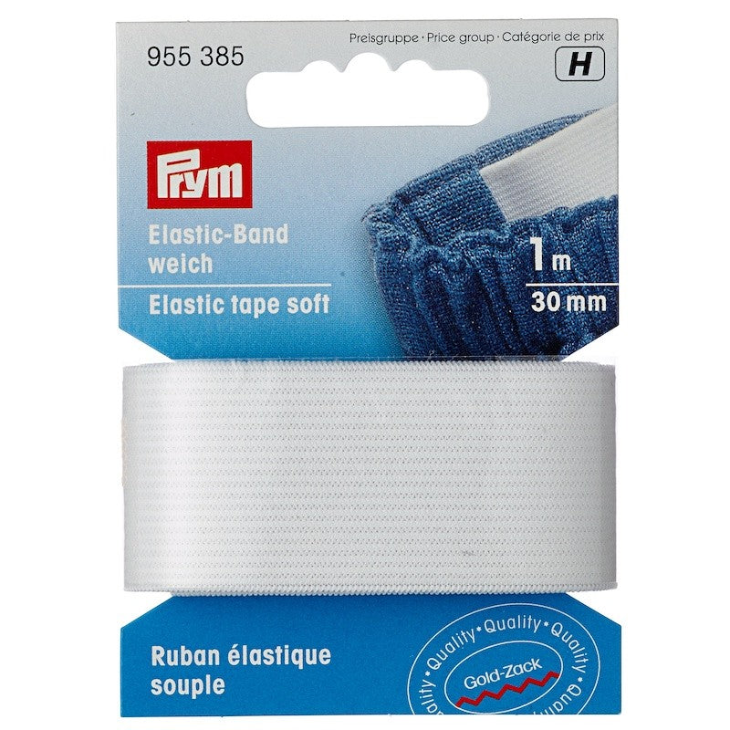 Ceinture élastique, souple, 30mm, blanc