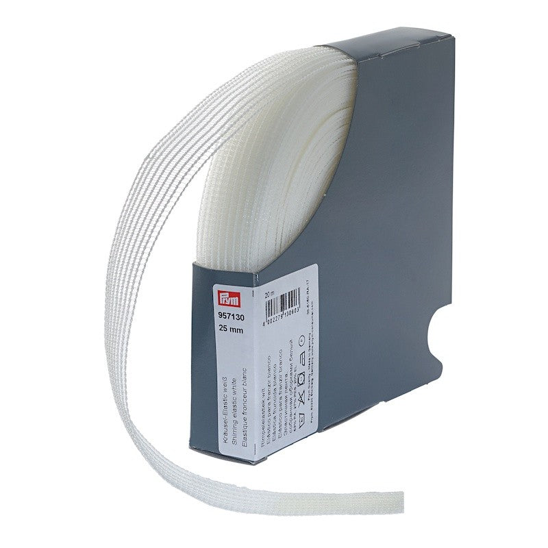 Ruban élastique fronçeur, 25mm, blanc