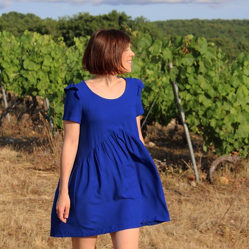 Crêpe de Viscose Bleu Royal - Eglantine & Zoé