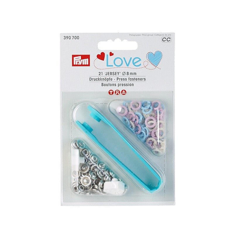 Boutons pression Jersey - Rose, Bleu