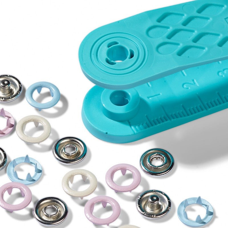Boutons pression Jersey - Rose, Bleu