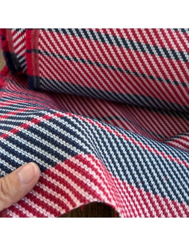 Tweed de coton - rouge, marine