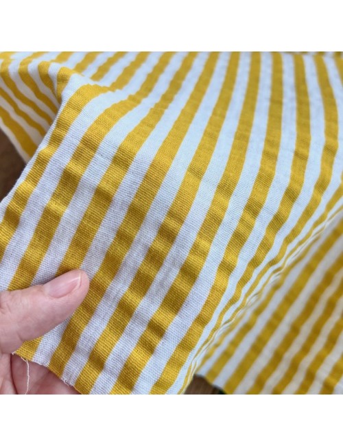 Double Gauze Gelb gestreift
