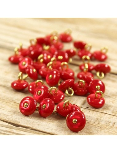 Pearl Button Vermilion Red...