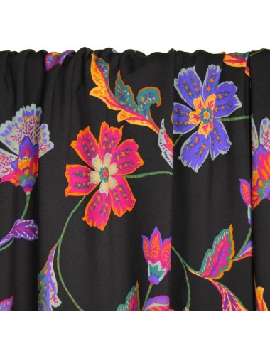 Viscose noire avec fleurs -...