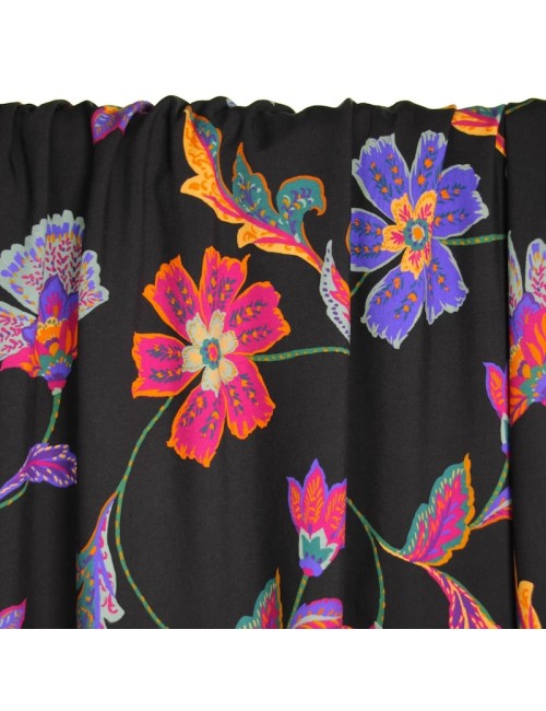 Black viscose with flowers...