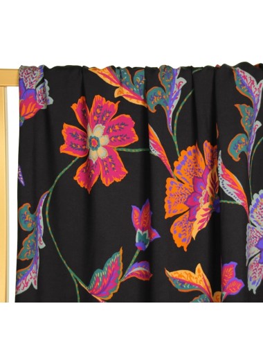 Black viscose with flowers...