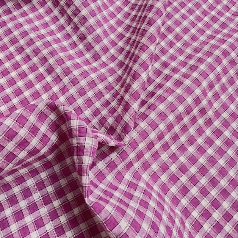 Tissu carreaux shiny Magenta - Cousette Tissu carreaux shiny Magenta - Cousette