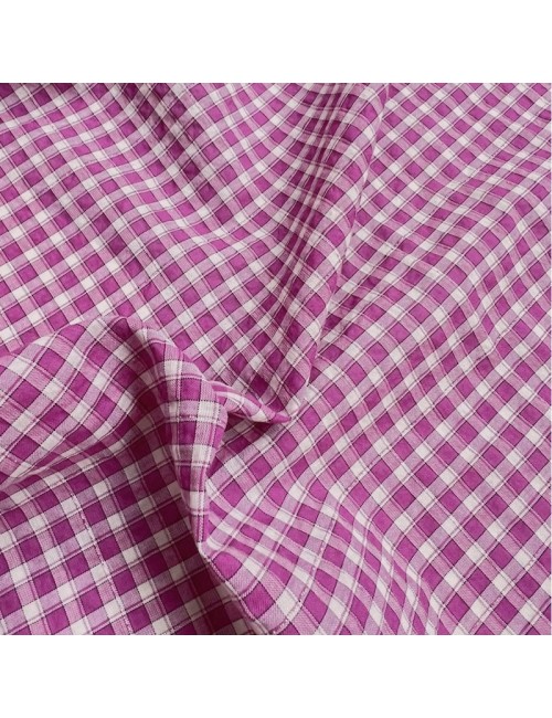 Tissu carreaux shiny Magenta - Cousette