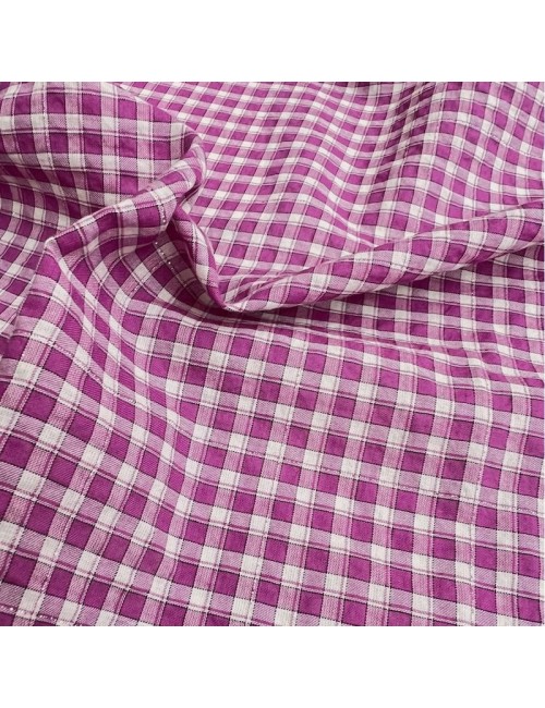 Tissu carreaux shiny Magenta - Cousette