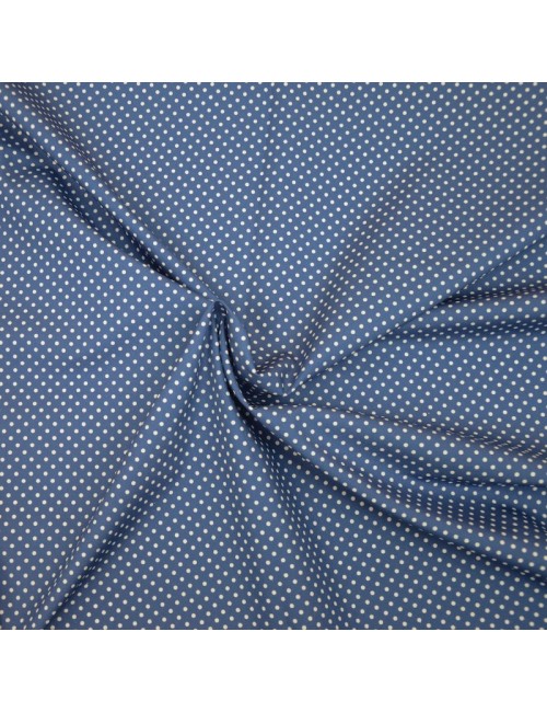 Popeline Blau, weiße Punkte