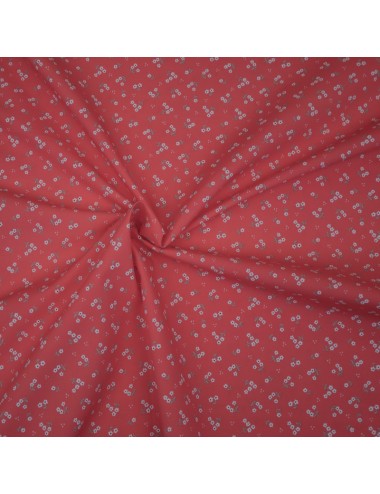 Red poplin, flowers