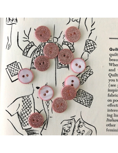 Round glitter button - Rose