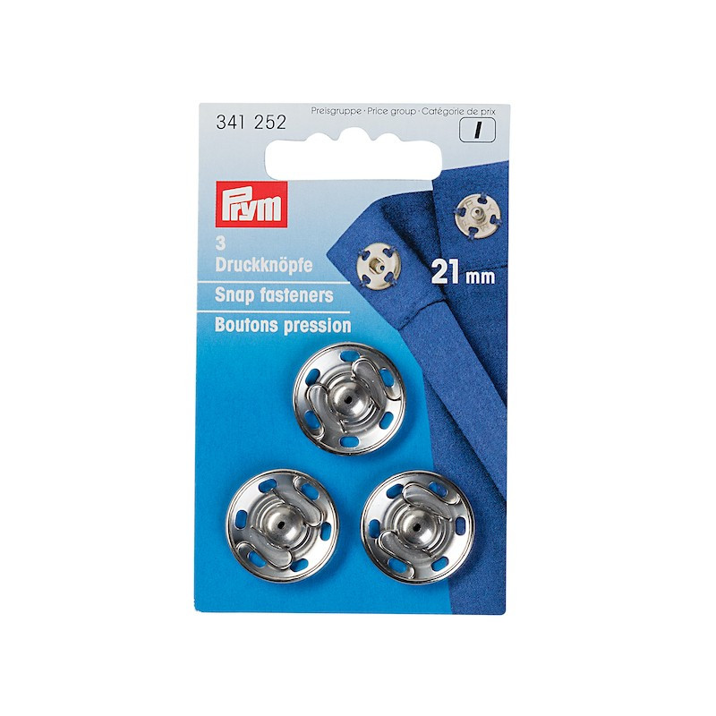 Snap fasteners silver - 21mm
