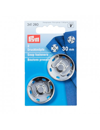 Snap fasteners silver - 30mm
