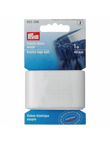 Elastic tape, soft, 40mm, white -  Prym