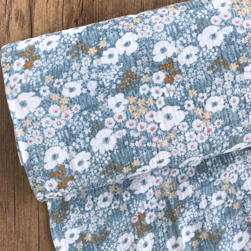 Double Gauze Blumen - Blau Double Gauze Blumen - Blau
