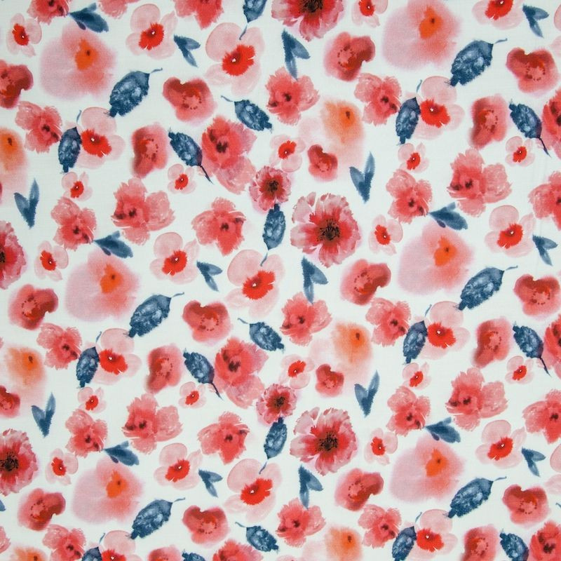 Viscose Red Flowers