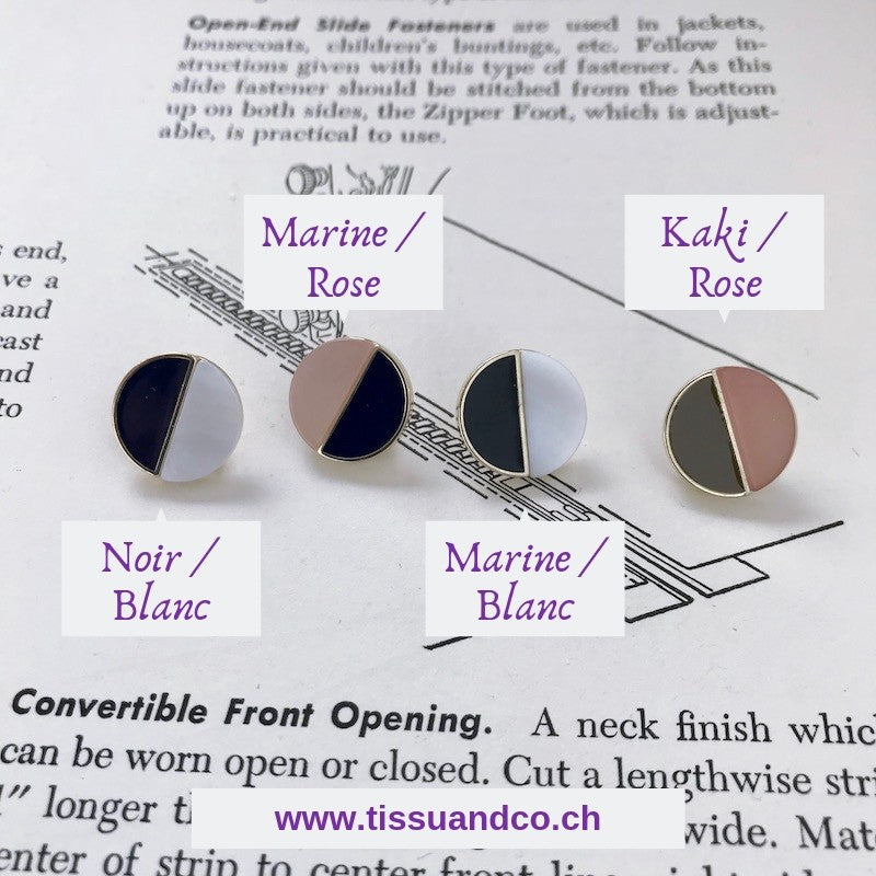 Bouton métal kaki/rose
