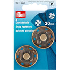 Boutons pression, laiton antique -  30mm